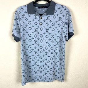 Louis Vuitton print grey polo shirt short sleeve